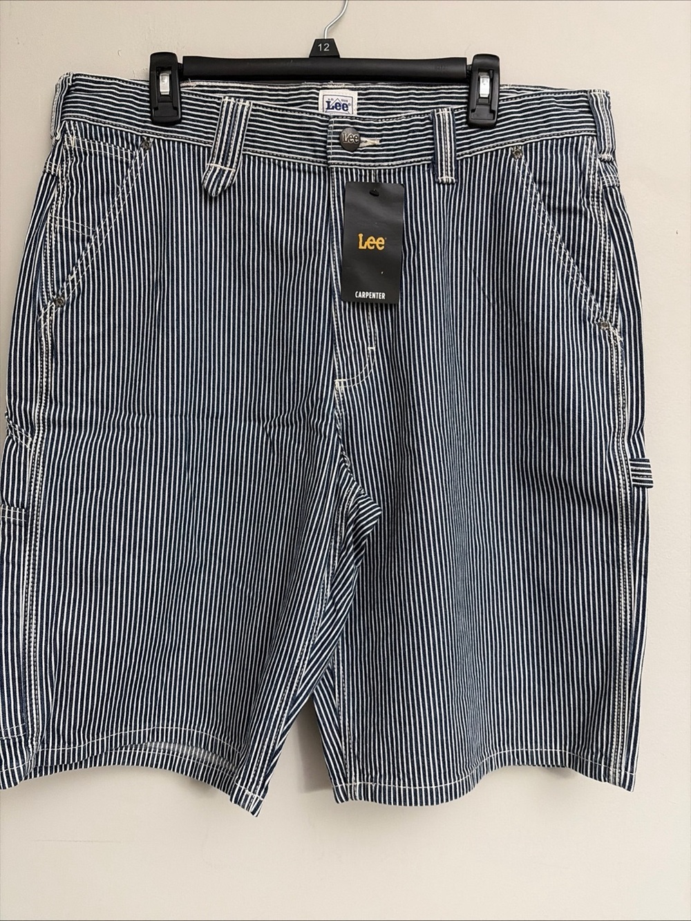Lee New! Men’s Blue White Striped Carpenter Shorts size 34